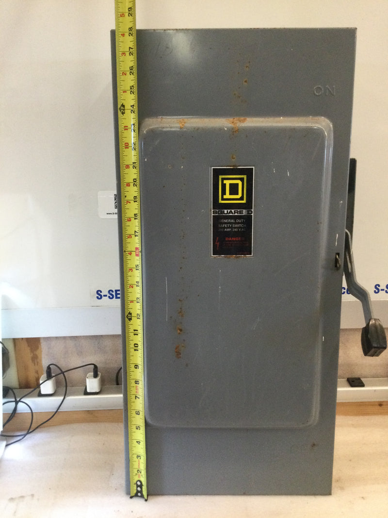 Square D D324N 200A 240VAC 3 Pole 4 Wire Fusible Safety Switch/Disconnect