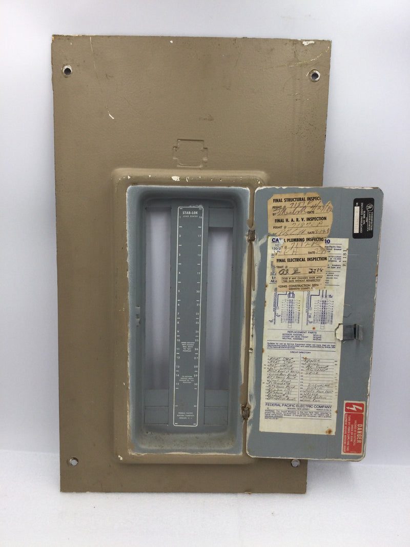 FPE Federal Pacific Electric M120-30-150G 150amp Breaker Panel Door Cover