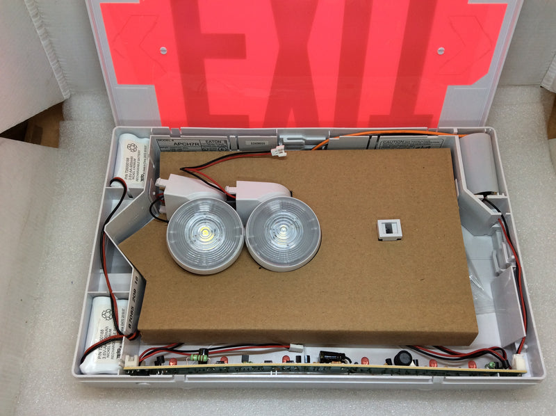 Cooper Lighting APCH7R Thermoplastic Exit/Emergency Combo LED 120/270VAC Battery Backup (New)