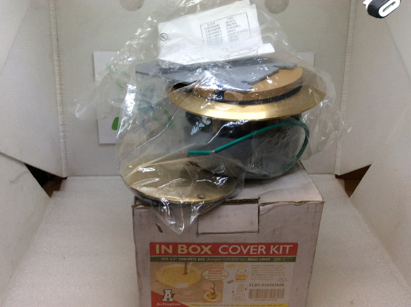 Arlington FLBC4560DMB 4.5" Recessed Concrete Box Brass Cover Kit With TR Decora Recep