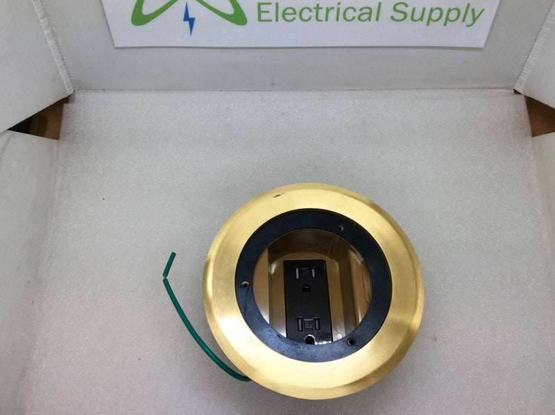 Arlington FLBC4560DMB 4.5" Recessed Concrete Box Brass Cover Kit With TR Decora Recep