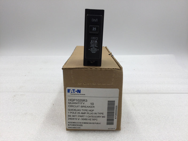 Eaton HQP1025R3 25 Amp 1 Pole 120/240V Type HQP Circuit Breaker