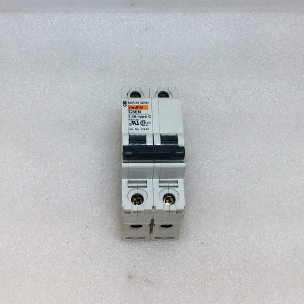 Merlin Gerin C60N 1.5A 2 Pole 480V Type C Din-Rail Mount Circuit Break