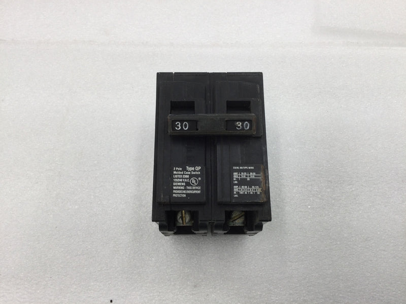 Siemens Q230S 30 Amp 2 Pole Type QP Switch