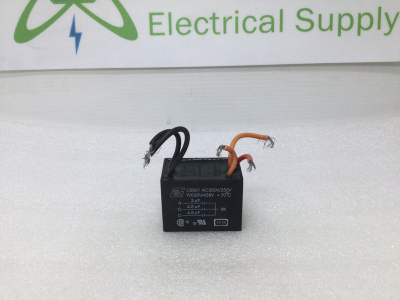 Cbb61 3uf, 4.5uf, 4.5uf Ac300/250v Tv525v/438v Capacitor