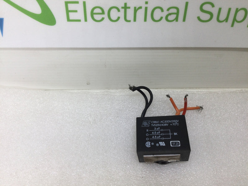 Cbb61 3uf, 4.5uf, 4.5uf Ac300/250v Tv525v/438v Capacitor