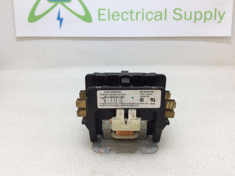 Products Unlimited 3100-20Q5351 08-215-00 Coil 24Vac 50/60HZ Contactor