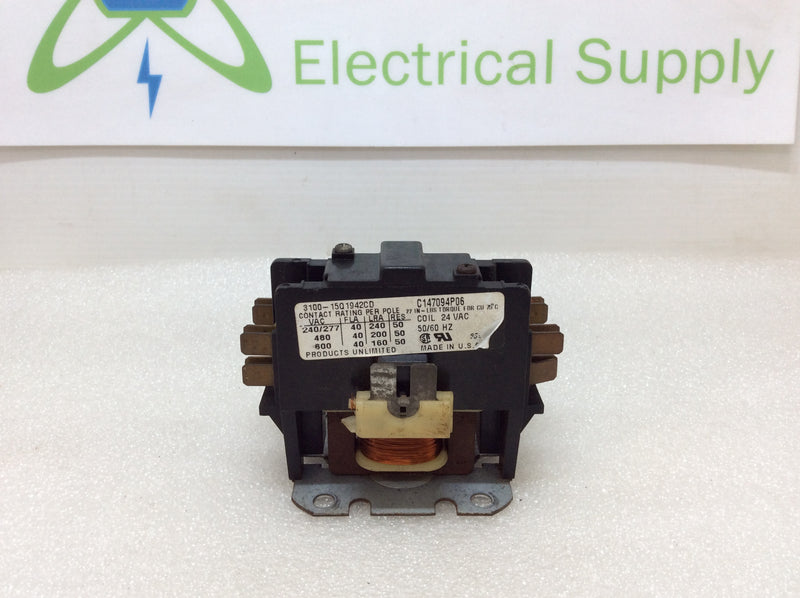 Products Unlimited 3100-15Q1942CD C147094P06 Coil 24Vac 50/50HZ Contactor