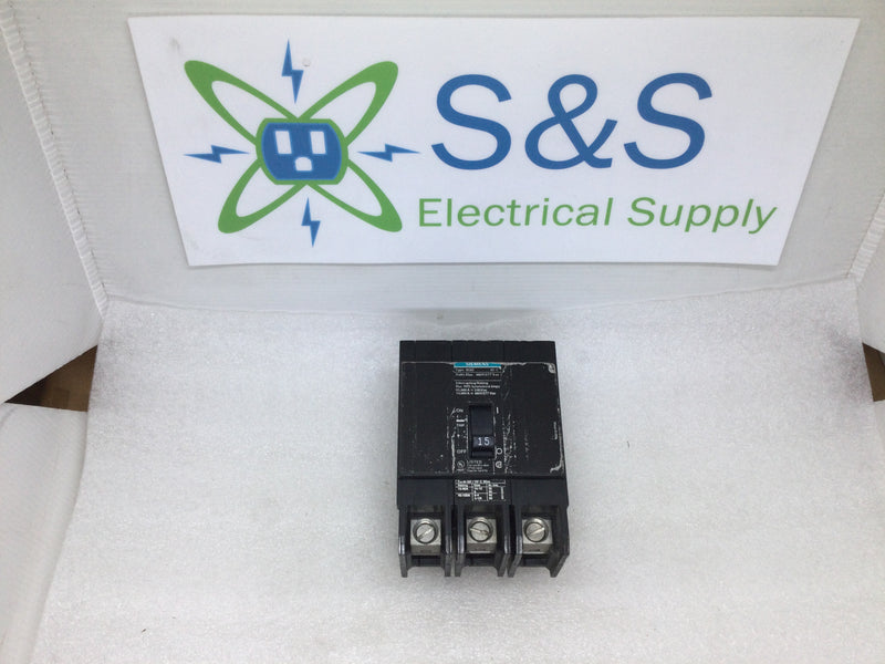 Siemens ITE BQD315 3 Pole 15 Amp 480v Circuit Breaker