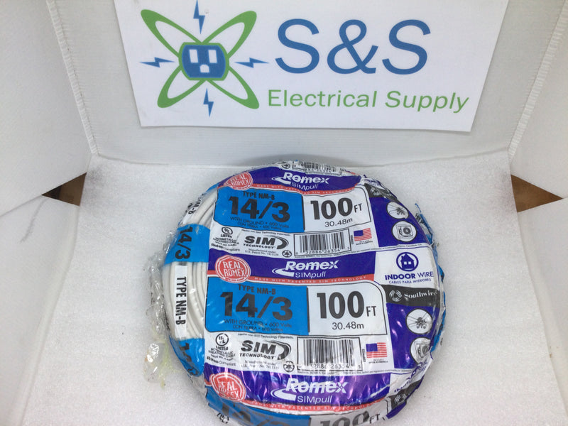 Romex Type Nm-B 14/3 100ft With Ground 600v Non Metallic Sheathed Cabl