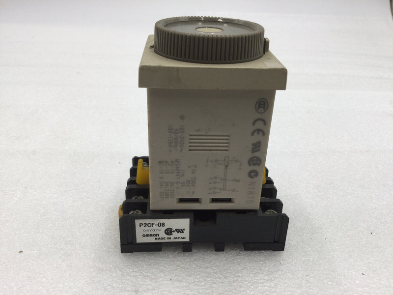Omron H3CR-AB Solid State Timer 100-240Vac w/P2F-08 Base