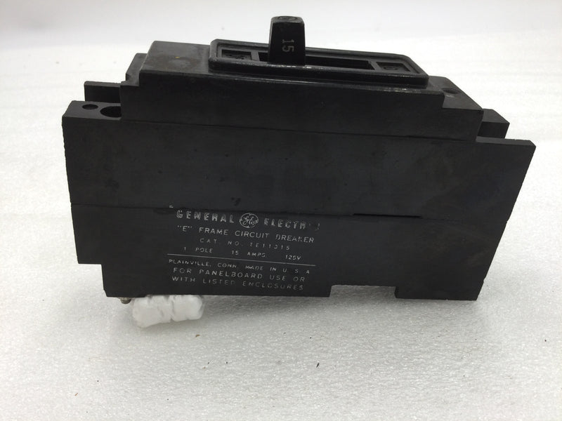 GE General Electric TE11015 15 Amp 1 Pole 125V Type TE Circuit Breaker