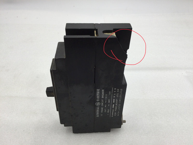 GE General Electric TE11015 15 Amp 1 Pole 125V Type TE Circuit Breaker