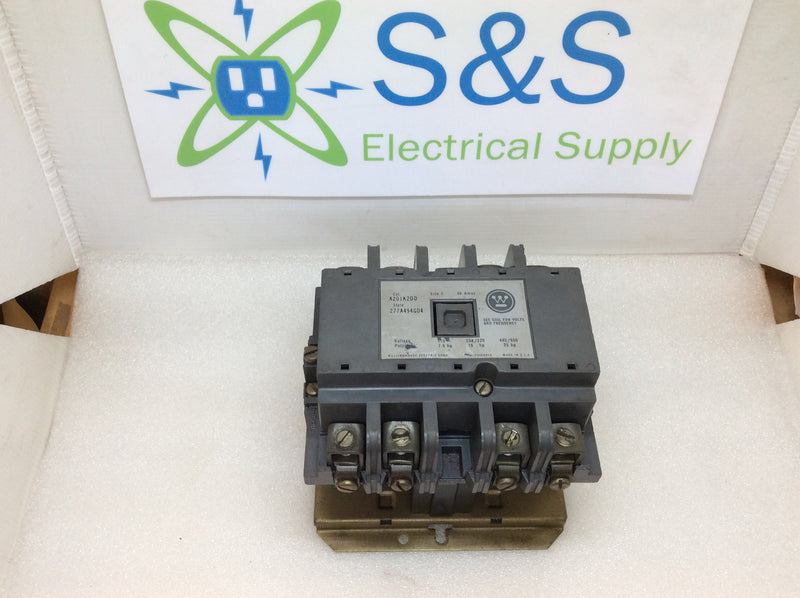 Westinghouse A201K2DD Style 277A494G04 Size 2 45A 600VAC Max @ 25HP Motor Control