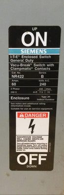 ITE/Siemens NR422 60 Amp 3 Phase 240V Fused Safety Switch