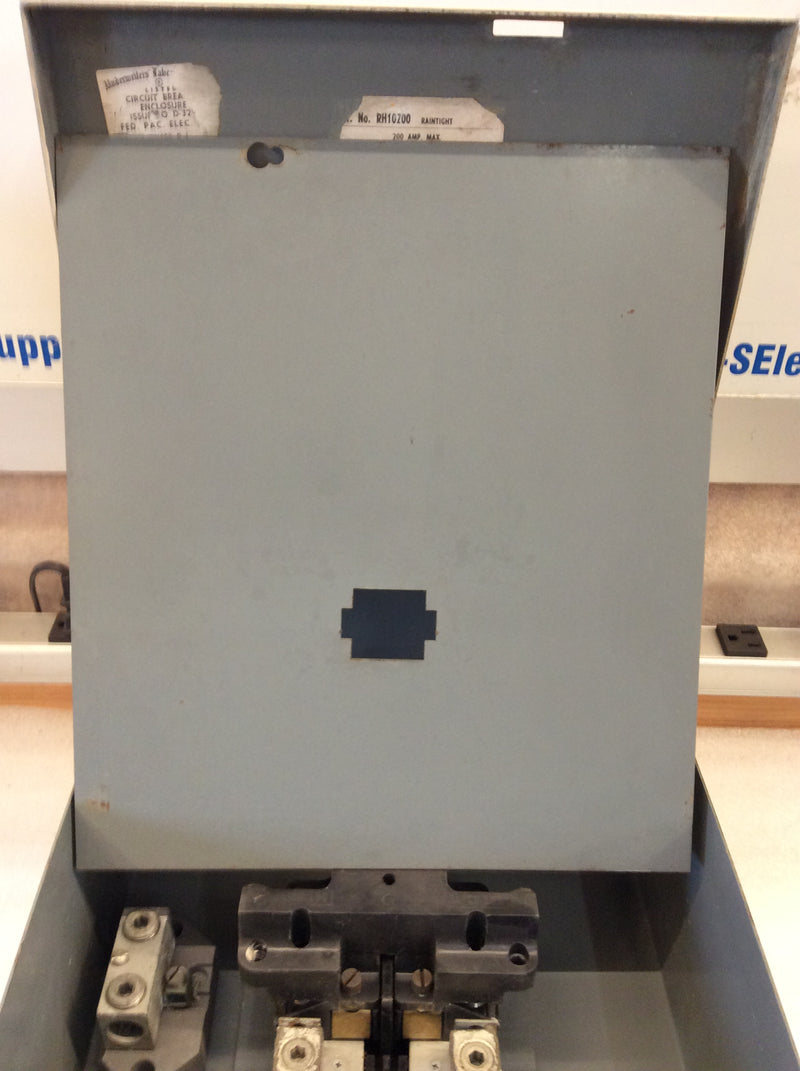FPE RH10200 Single Phase 120/240VAC 200A Max Nema3r Main Circuit Breaker Enclosure