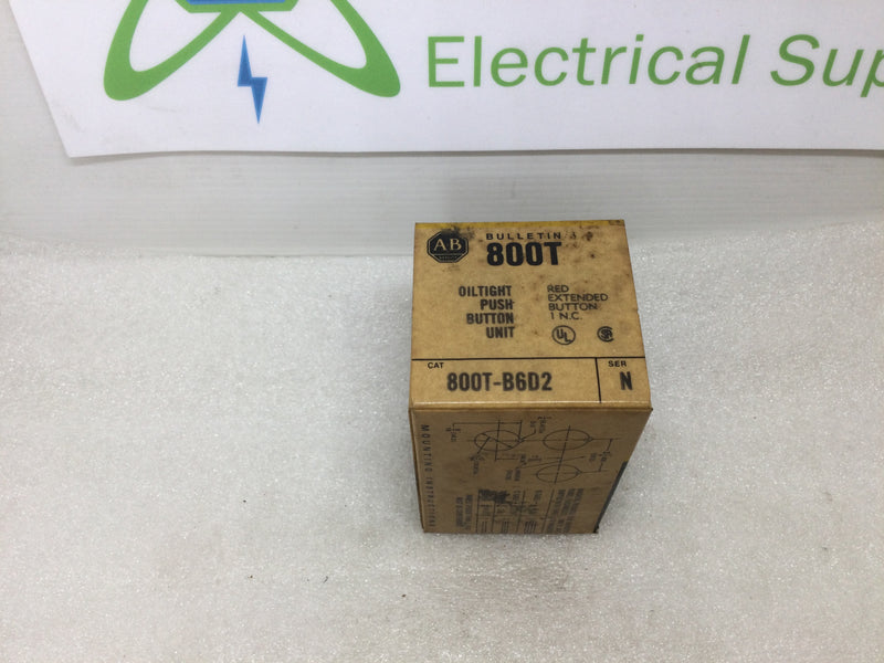Allen Bradley 800T-B6D2 Extended Head Push Button - Red