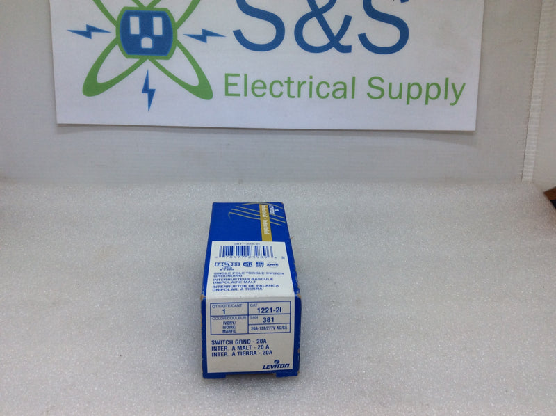 Leviton 1221-2I Single Pole 20A 120/277VAC Toggle Type Industrial Wall Switch (New In Box)