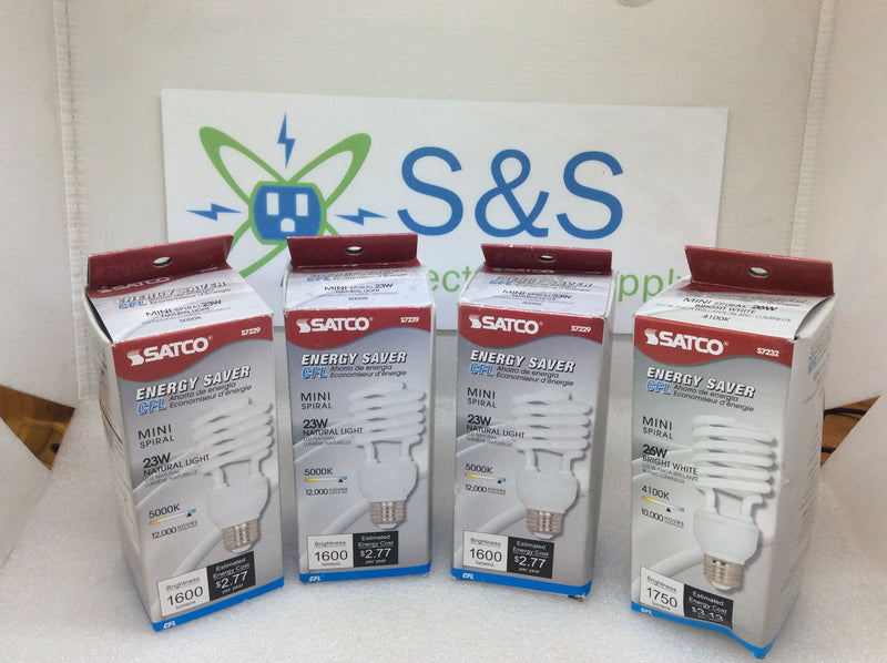 Satco S7232 26W CFL Bright WHite 4100K Mini Spiral 1750 Lumens (New In Box)