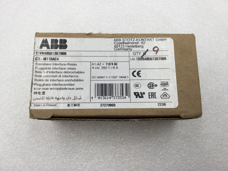 ABB Components 1SVR405613R7000 Contactor Relay CR-M110AC4