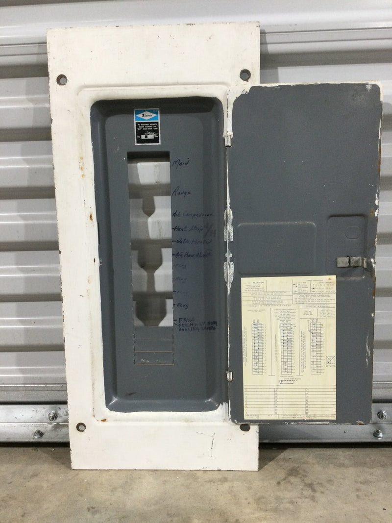 Zinsco ML12(16-24) 125 Amp 120/240V 1 Phase 3 Wire 24 Space Panel Cover 24 1/4" x 10 3/4"
