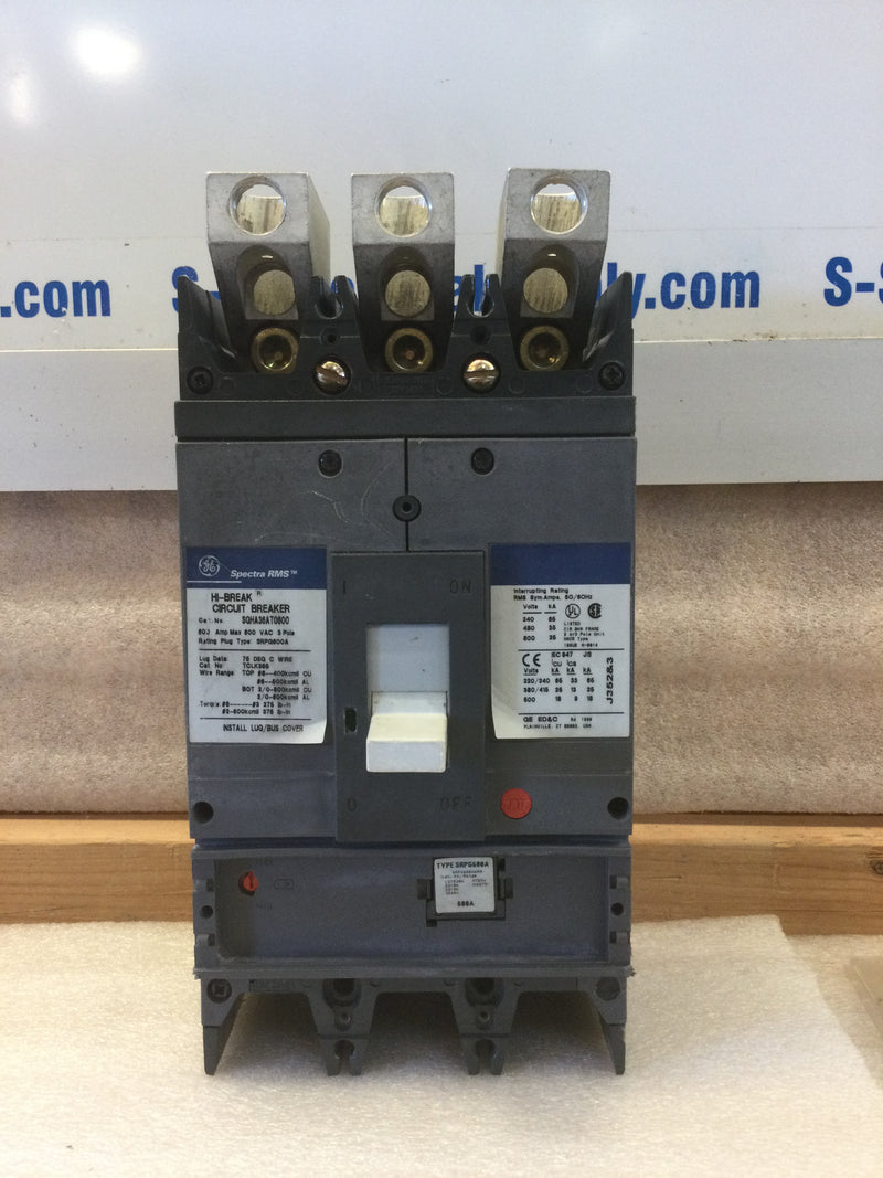 General Electric SGHA36AT0600 3 Pole 600A 600VAC with 600A Rating Plug Type SRPG600A Circuit Breaker