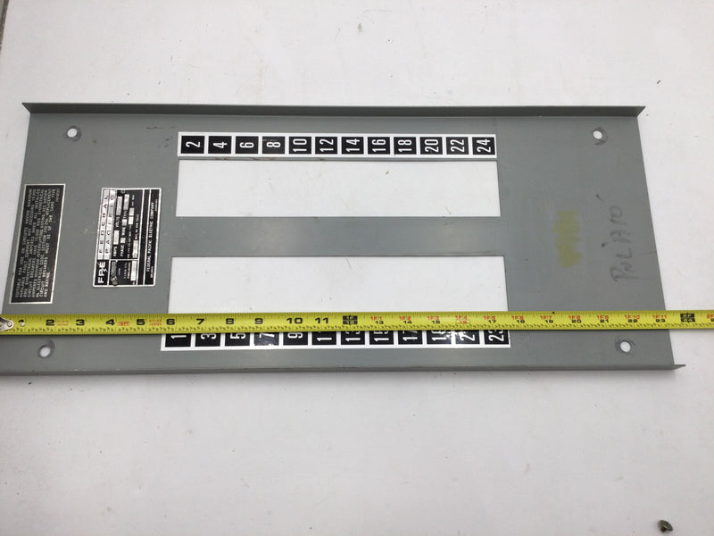 FPE CS 17444 120/208V 225 Amp 3 Phase 4 Wire Type NQLP 24 Space Dead Front Cover 23 1/4" x 9 7/8"