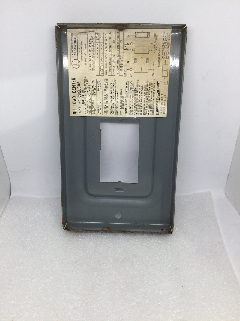 Square D QO2L30S 30 Amp Type QO Load Center Cover Only 7" x 4"