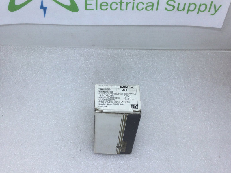Leviton 5362-HGR 20 Amp 125V 2 Pole Isolated Ground Duplex Receptacle - Orange