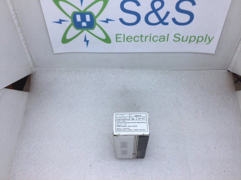 5362 Leviton 5362-IG 20A 125V 2 Pole 3 Wire Isolated Ground Duplex Receptac