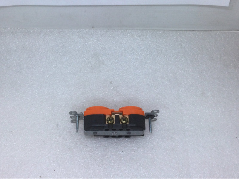 Leviton 5362-HGR 20 Amp 125V 2 Pole Isolated Ground Duplex Receptacle - Orange