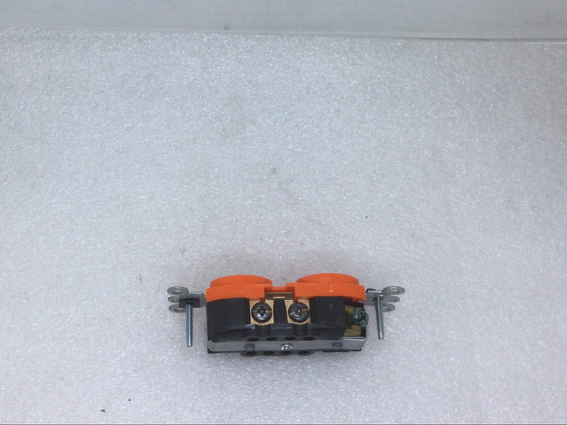 Leviton 5362-HGR 20 Amp 125V 2 Pole Isolated Ground Duplex Receptacle - Orange