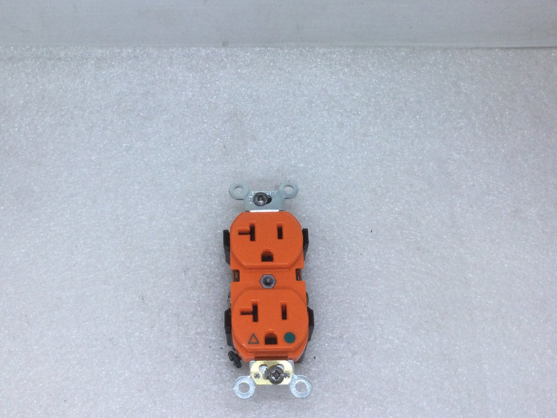Leviton 5362-HGR 20 Amp 125V 2 Pole Isolated Ground Duplex Receptacle - Orange