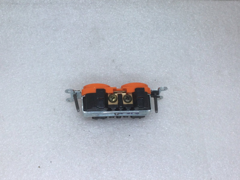 Leviton 5362-HGR 20 Amp 125V 2 Pole Isolated Ground Duplex Receptacle - Orange