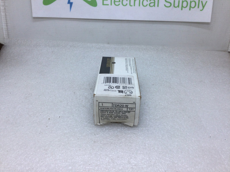Leviton TDR20-W 20A 125V Decora Style Duplex Receptacle Tamper Resistant White