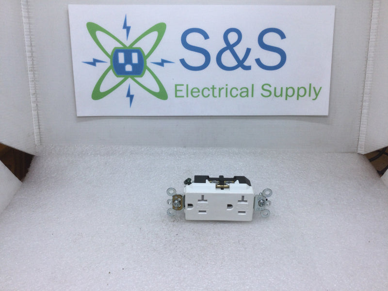 Leviton TDR20-W 20A 125V Decora Style Duplex Receptacle Tamper Resistant White