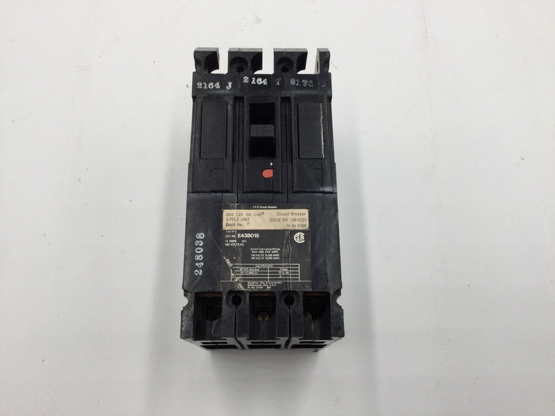 ITE Gould E43B015 3 Pole 15 Amp 480 Volt Circuit Breaker
