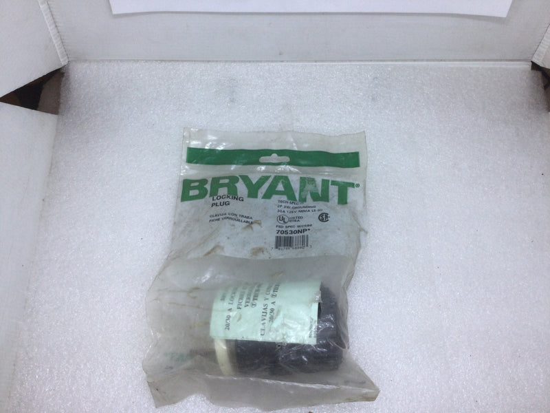 Bryant 70530NP 2 Pole 3 Wire Grounding 30A 125V Nema L5-30 Twist-Lock Plug