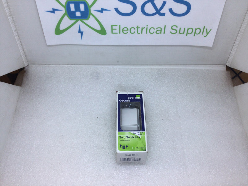 Leviton 5634 15A 120/277VAC Single Pole/Single Pole Decora Style Stack Switch