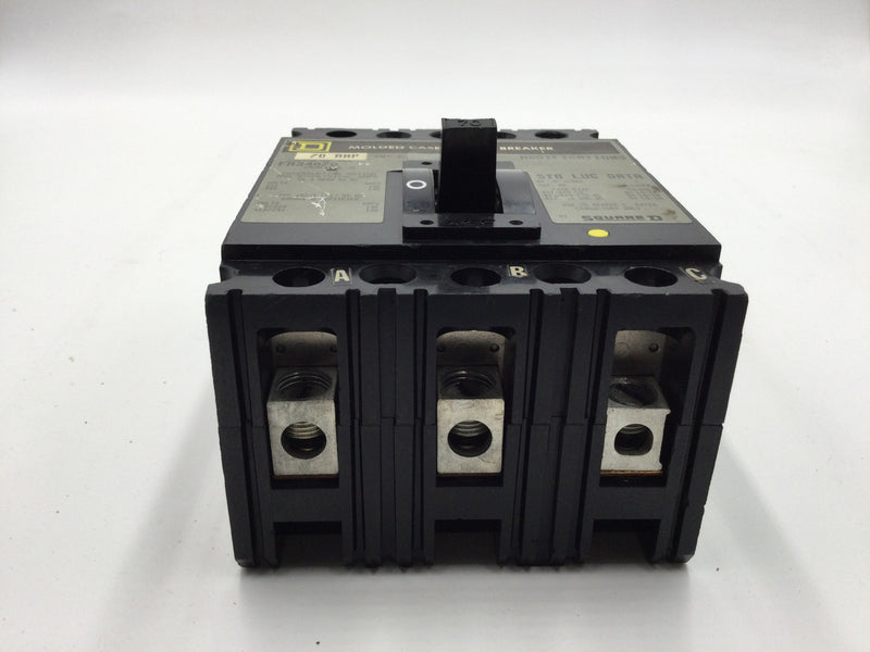 Square D FA34070 70 Amp 3 Pole 480V Circuit Breaker FA-34070