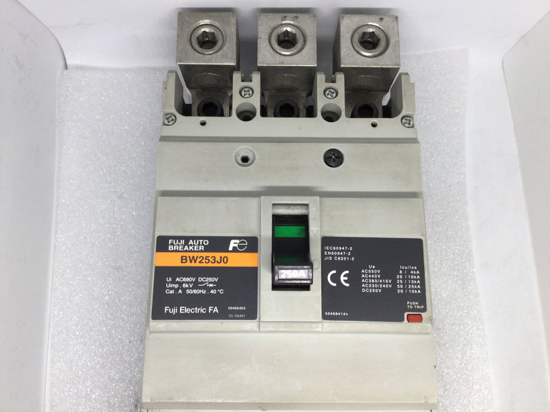 Fuji Electric BW253J0 3 Pole 250 Amp Molded Case Circuit Breaker