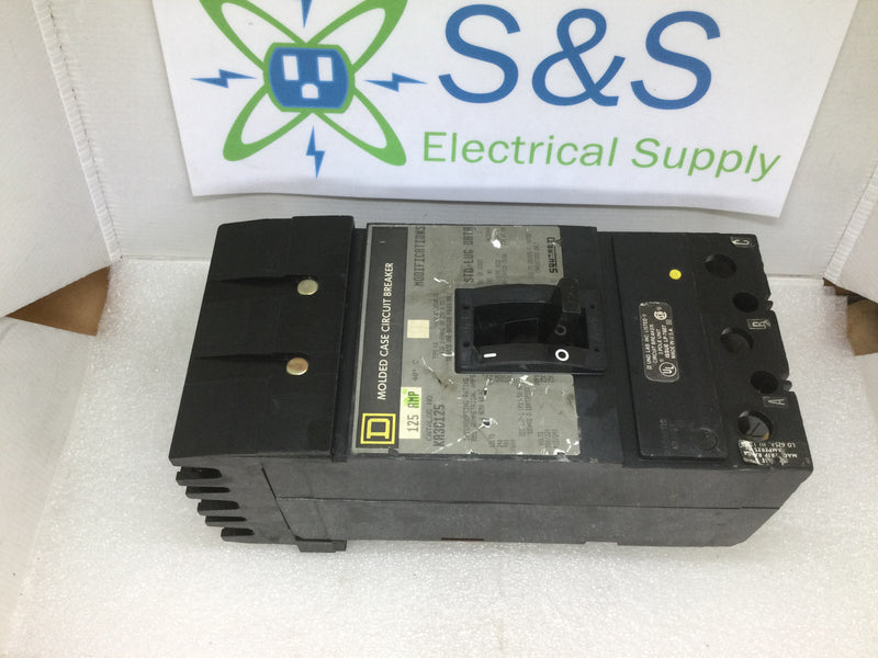 Square D KA36125 3 Pole 125A 600VAC Type KA Circuit Breaker