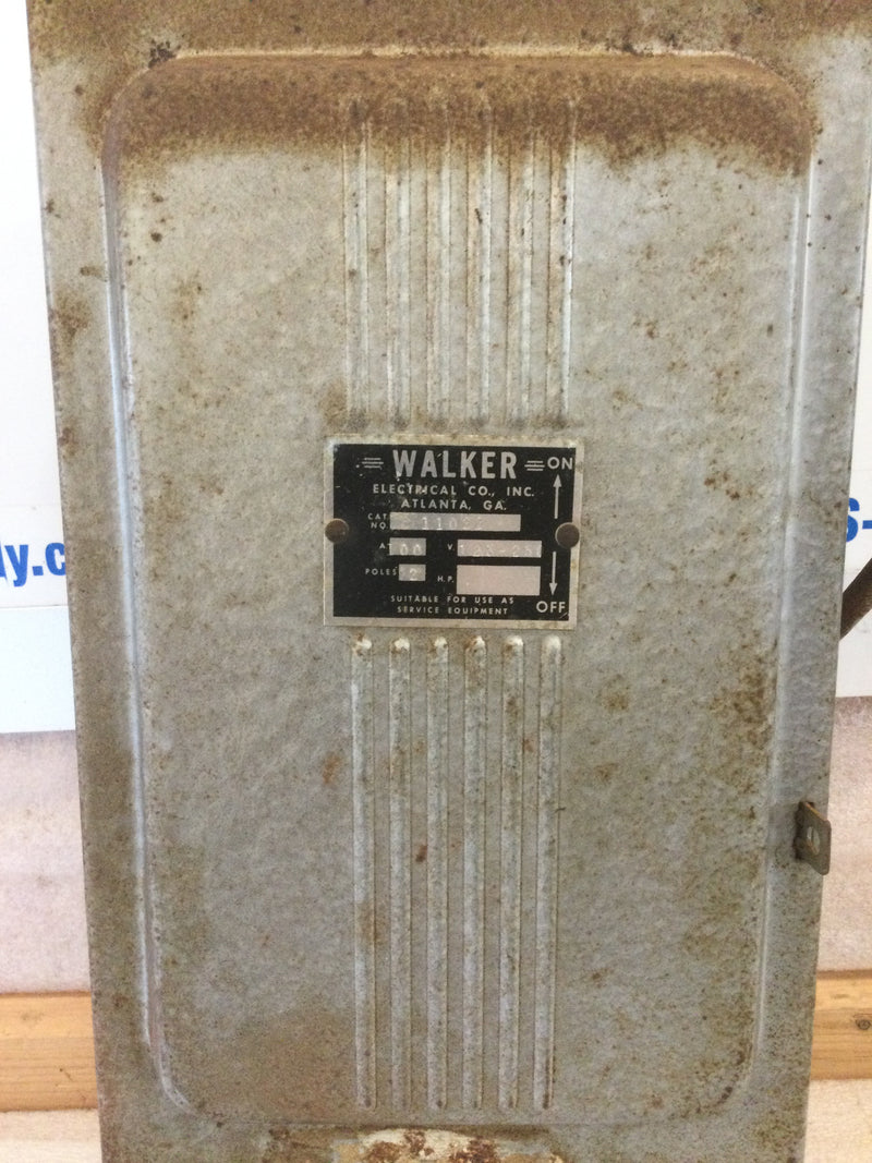 Walker L-1022 2 Pole 100A 125-250VAC Form 60-100 Fused Safety Switch