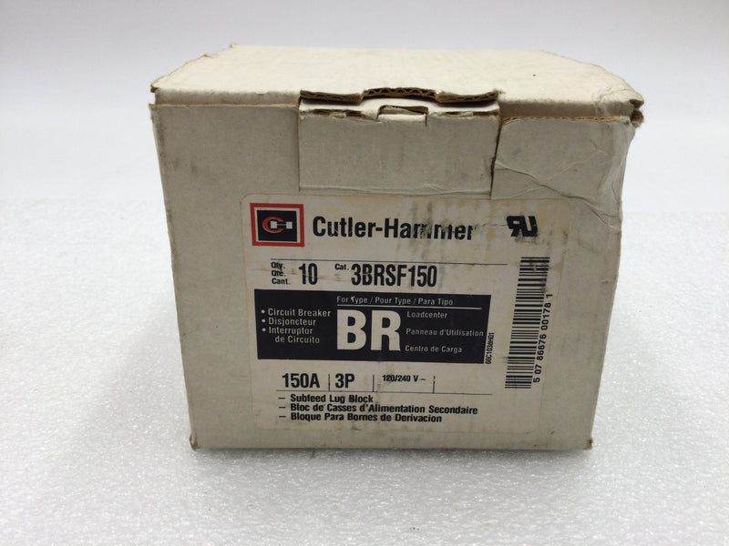 Cutler Hammer 3BRSF150 150 Amp 3 Pole 120/240V Subfeed Lug Block Circuit Breaker