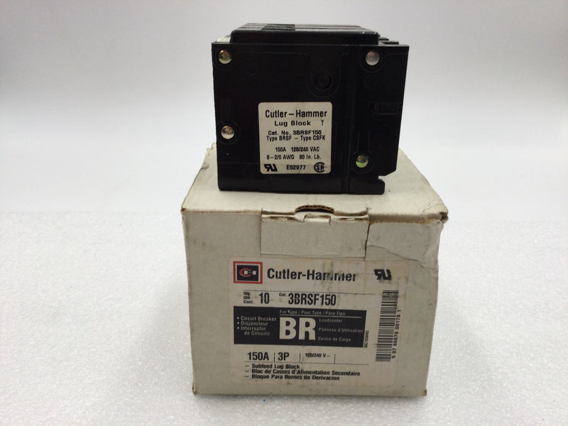 Cutler Hammer 3BRSF150 150 Amp 3 Pole 120/240V Subfeed Lug Block Circuit Breaker