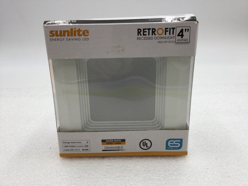 Sunlite Retrofit 4" Recessed Downlight Warm White 3000K CR180 Dimmable 9W 630 Lumens