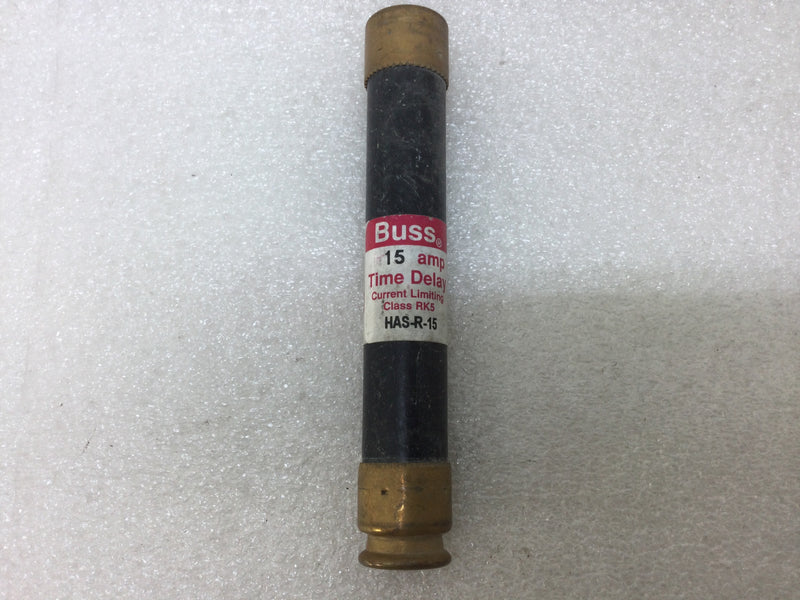 Buss HAS-R-15 600V 15 Amp Time Delay Fuse Current Limiting Class RK5