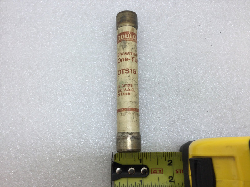 Gould Shawmut OTS15 15A 600VAC or Less Class RK-5 One Time Fuses