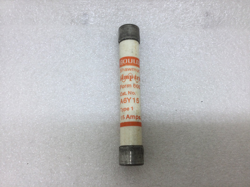 Gould/Shawmut Amp Trap A6Y15 Type1 Fuse 600V or Less 15 Amp