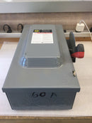 Square D HU362 60 Amp 3 Pole 600V Nema 1 Enclosure Non-Fusible Safety Switch